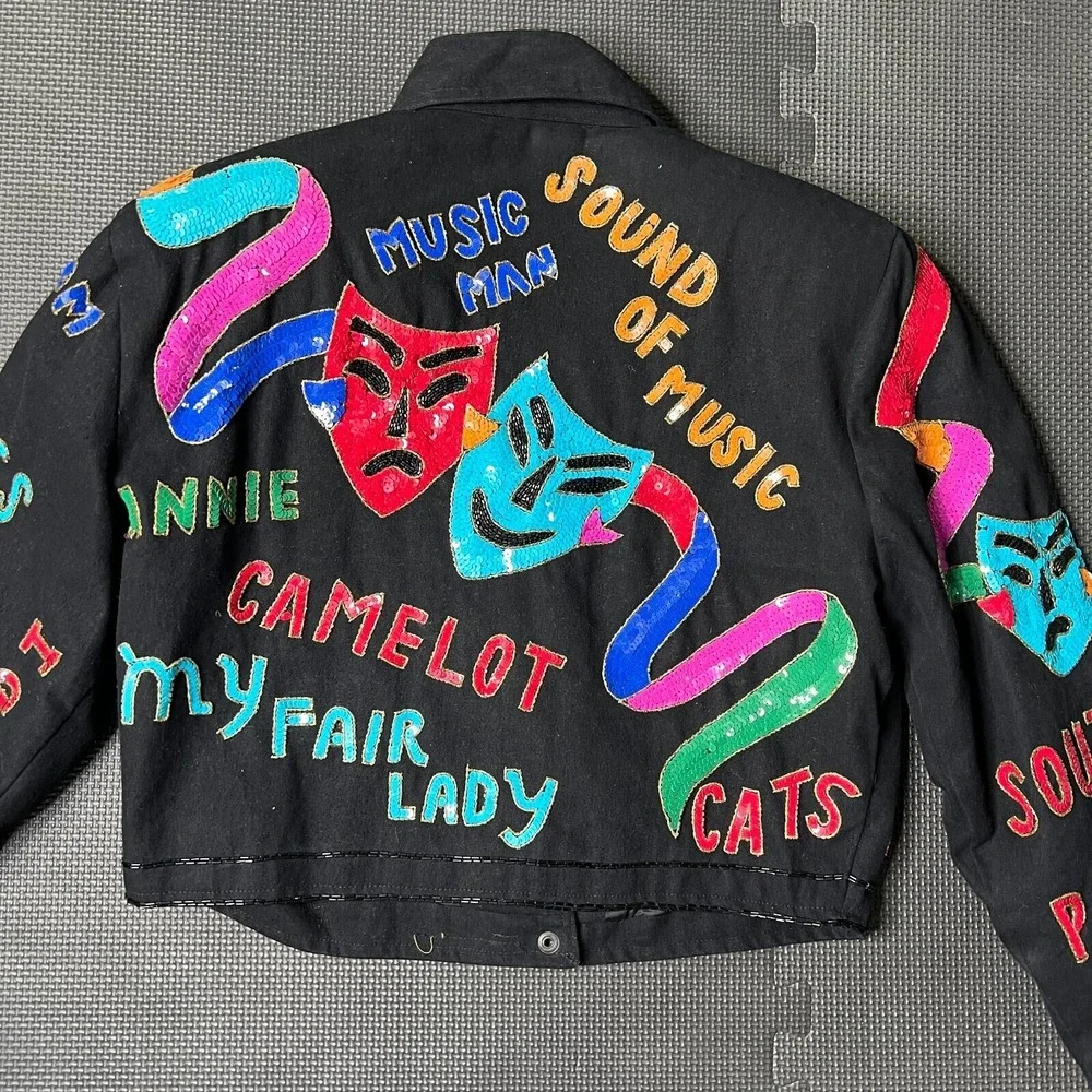 Vintage‎ Modi Denim Sequin Broadway Musicals Jacket Size Small/Medium Vintage